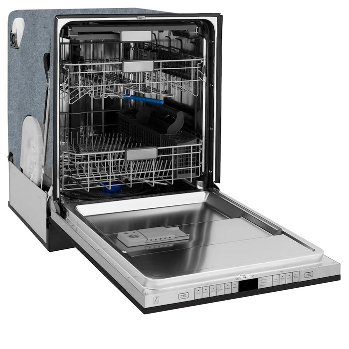 ZLINE Autograph Edition 24" Monument Series Dishwasher, Black Stainless Steel, Helix Handle DWMTZ-BS-24-KCB
