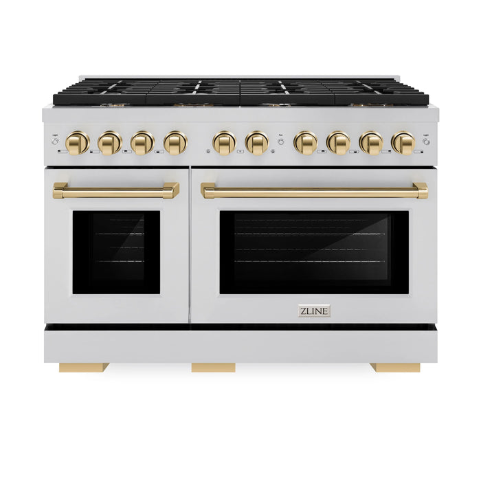 ZLINE 48"Paramount Dual Fuel Range Stainless Steel Gold SDRZ-48-G