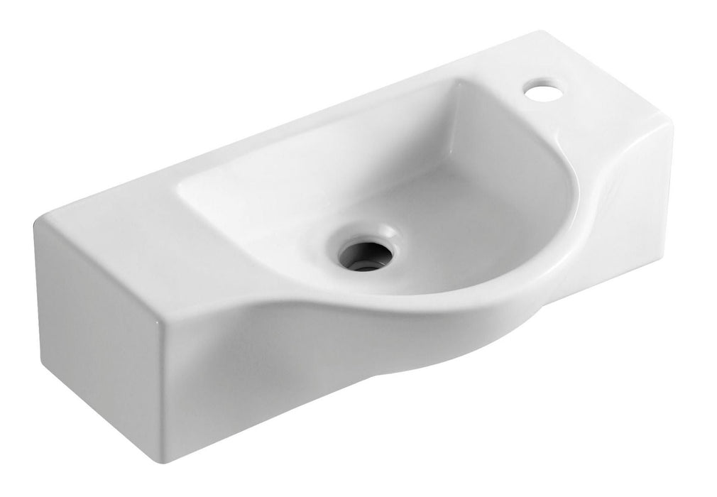 ALFI brand White 18" Small Wall Mounted Ceramic Sink, Faucet Hole ABC114