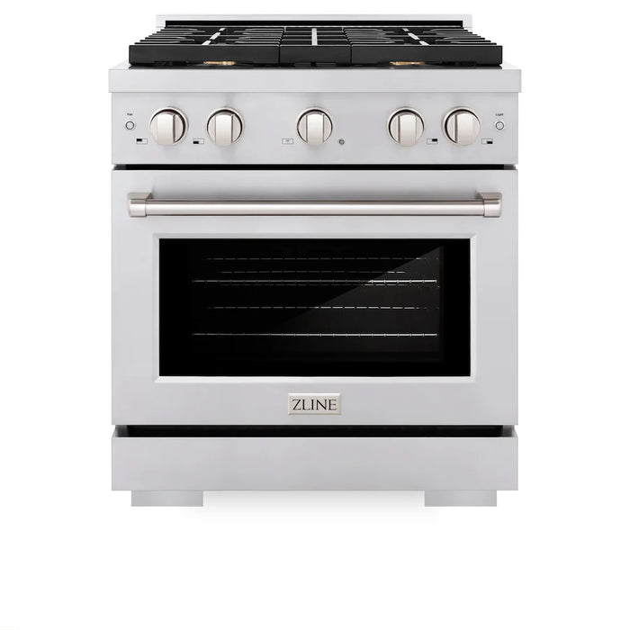 ZLINE 30"Paramount Dual Fuel Range Stainless Steel, Brass Burner, SDR-BR-30