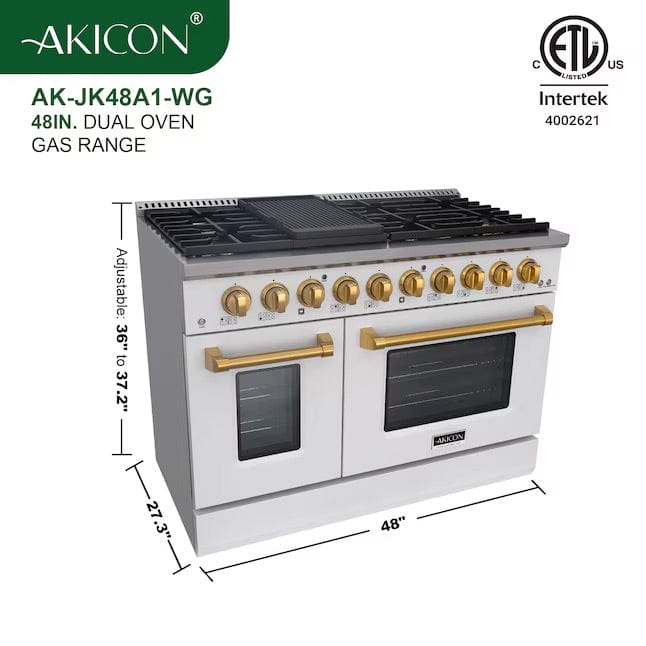 Akicon 48" Convection Oven Freestanding Natural Gas Range - AK-JK48A1-WG
