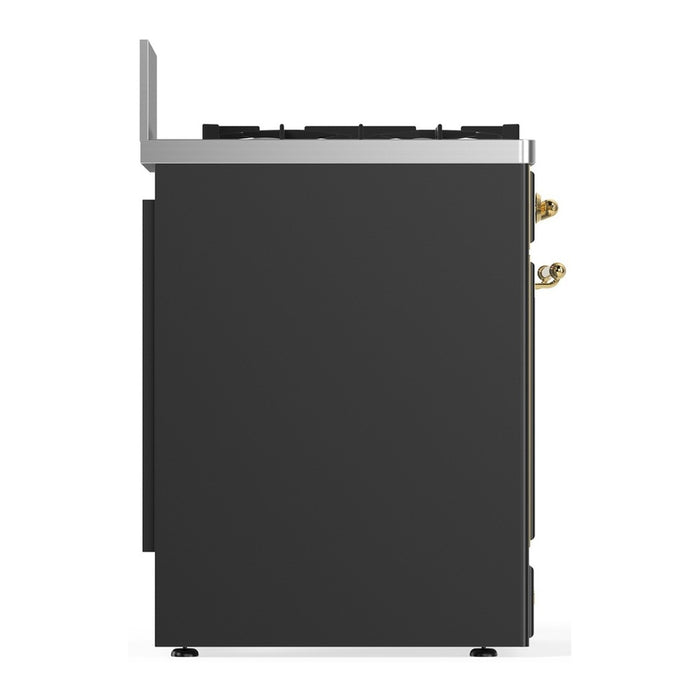 ILVE Majestic III 30" Dual Fuel Range Matte Graphite Brass Trim UM30NR3MGG