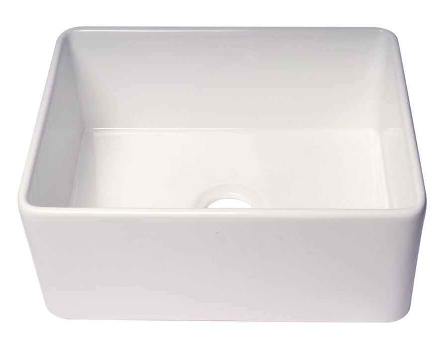 ALFI brand Smooth Apron 24" Single Bowl Fireclay Farm Sink ABF2418