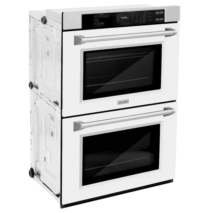 ZLINE 30"Professional True Convection Double Wall Oven, Air Fry, Self Clean, DuraSnow® White Matte WADS-WM-30