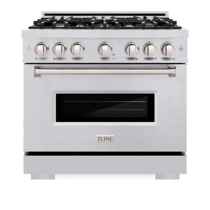ZLINE 36" Classic Gas Range, Convection Gas Oven, Stainless Steel, Brass Burners, CGR-BR-36
