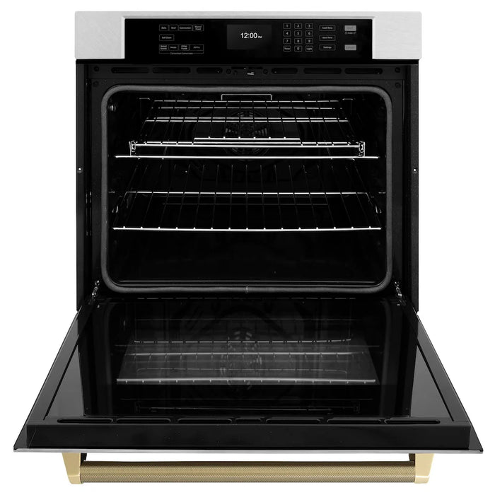 ZLINE Autograph Edition 30" Professional True Convection Single Wall Oven, Air Fry, Self Clean, Stainless Steel, Helix Handles WASZ-30-KCB