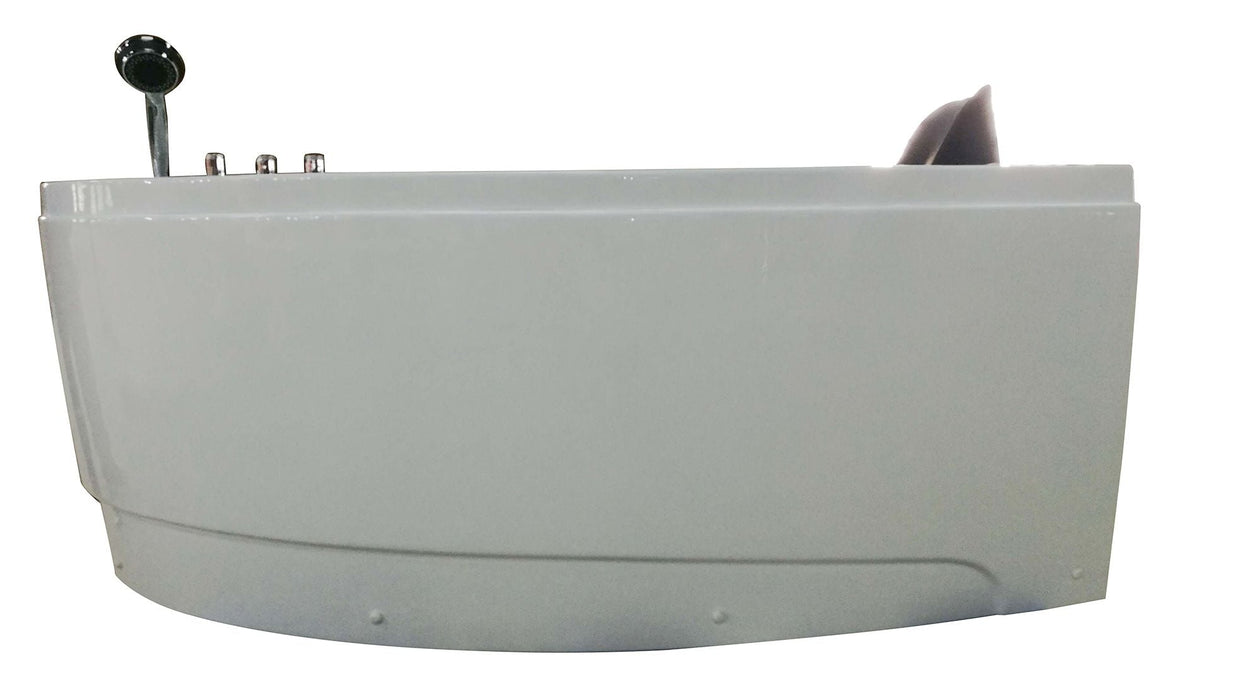 EAGO  59" Single Person Corner White Acrylic Whirlpool Bath Tub AM161-L