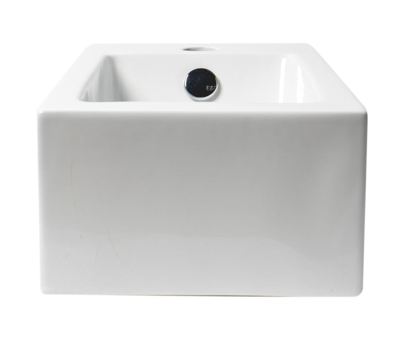 ALFI brand White 20" Small Rectangular Wall Mounted Ceramic Sink, Faucet Hole ABC116