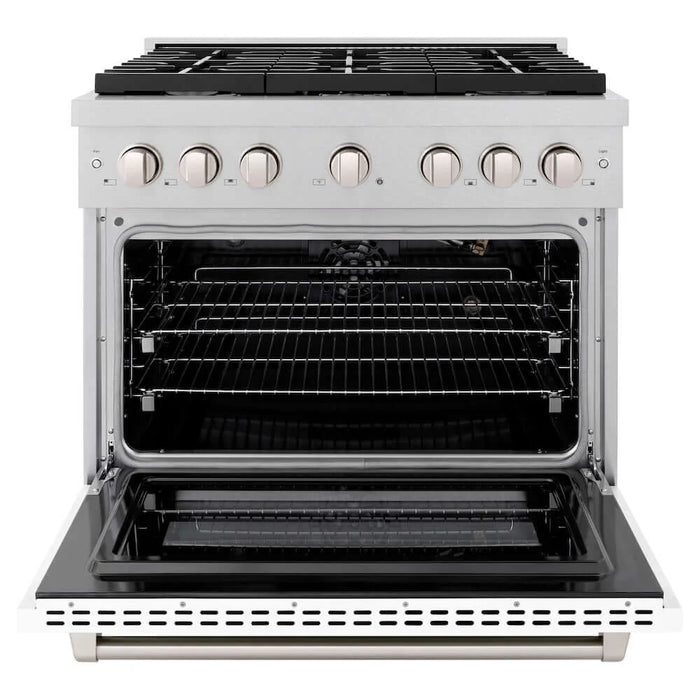 ZLINE 36"Gas Range, Convection Gas Oven , DuraSnow® White Matte, SGRS-WM-36