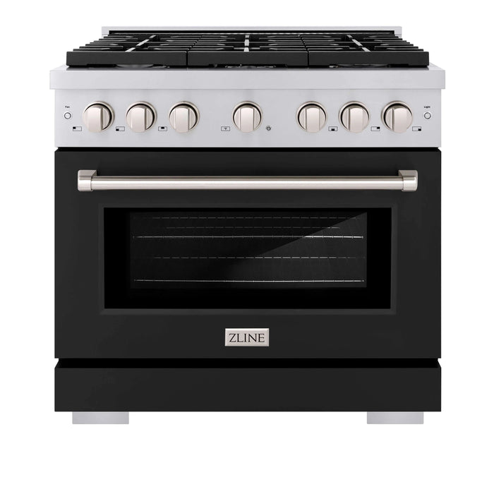 ZLINE 36"Paramount Dual Fuel Range Stainless Steel, Black Matte, SDR-BLM-36