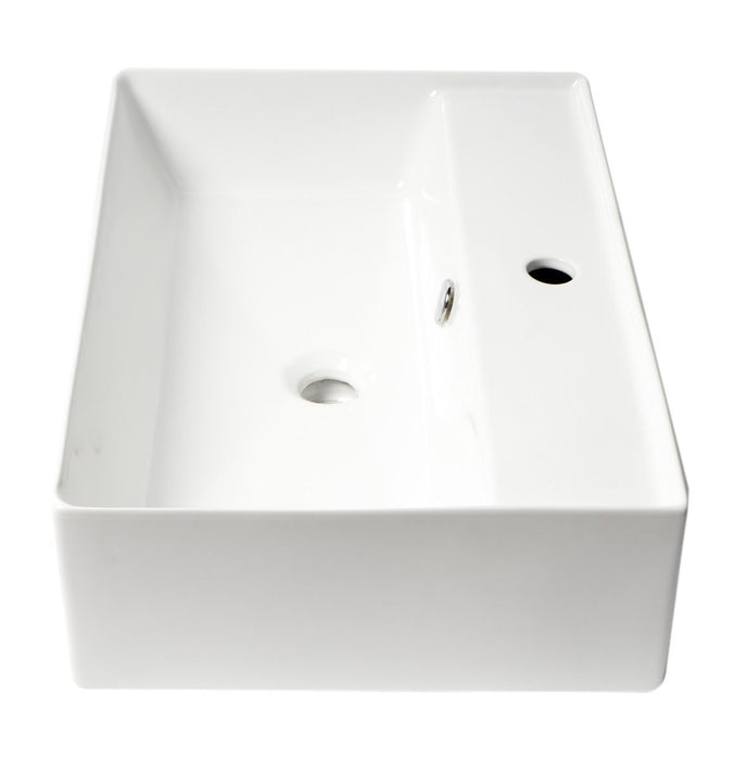 ALFI brand 24" Modern Rectangular Above Mount Ceramic Sink, Faucet Hole ABC901
