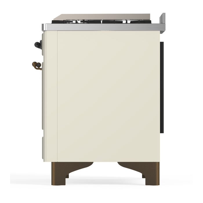 ILVE Majestic III 36" Dual Fuel, Range, Antique White, Burnished Trim UM36FQNR3AWB