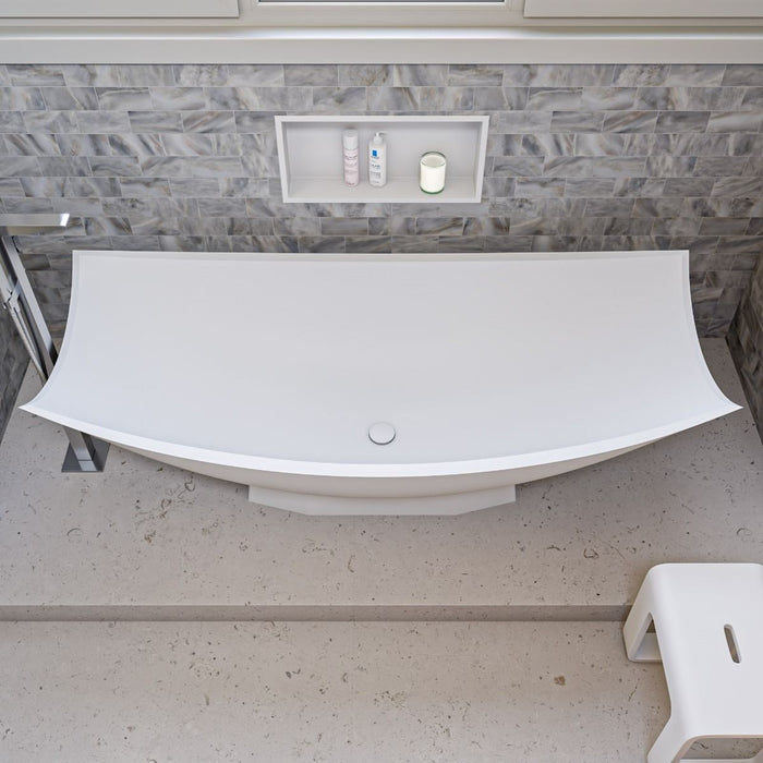 ALFI brand White Matte 71" Solid Surface Resin Free Standing Hammock Style Bathtub AB9992