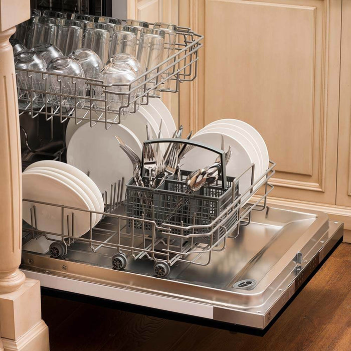 ZLINE 24" Dishwasher In Black Stainless Steel, Stainless Tub, Modern Style Handle DW-BS-H-24