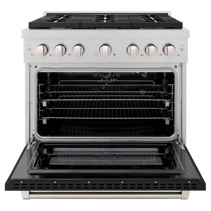 ZLINE 36"Gas Range, Convection Gas Oven, DuraSnow® Black Matte, SGRS-BLM-36