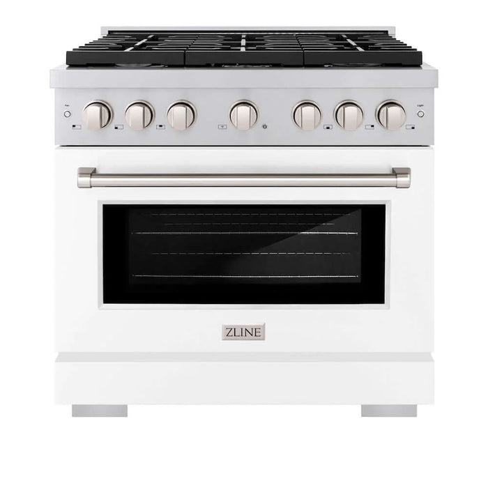 ZLINE 36 In. Gas Range, Stainless Steel, White Matte, SGR-WM-36