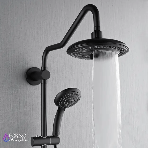 Forno Acqua AcquaSPA Retrofit Shower, Overhead Rainfall Shower, Handheld Shower Head SC32BK-C2