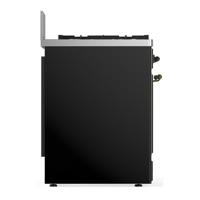 ILVE Majestic III 30" Dual Fuel Range, Glossy Black Burnished Trim UM30QNR3BKB