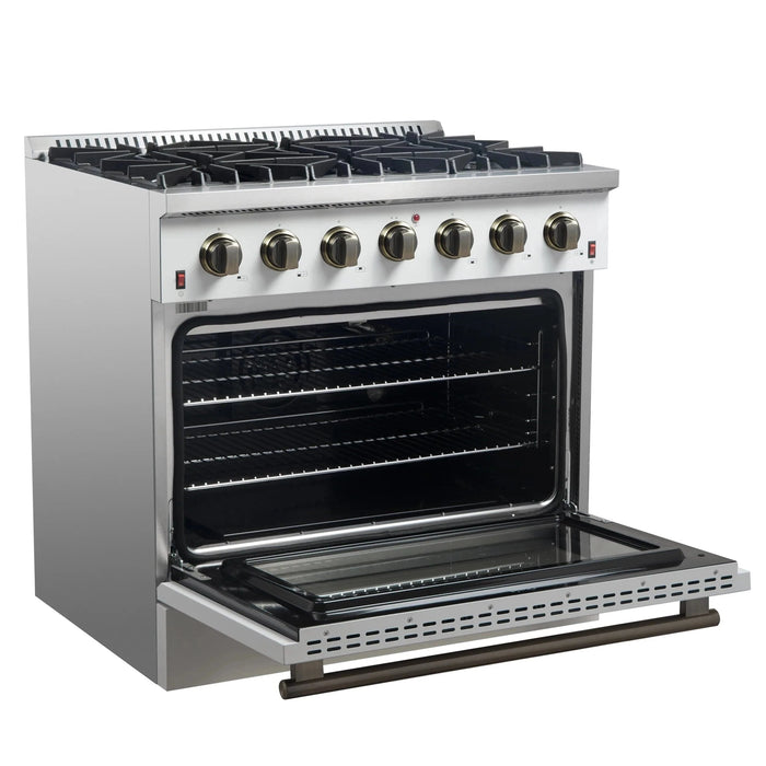 FORNO Galiano 36" Gas on Gas Range FFSGS6244-36WHT
