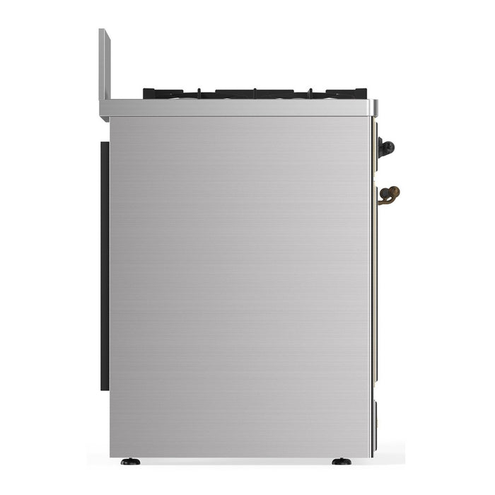 ILVE Majestic III 30" Dual Fuel Range, Stainless Steel Brass Trim UM30QNR3SSG