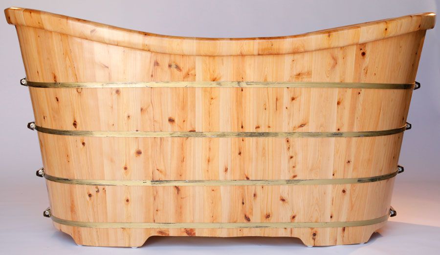 ALFI brand 63'' Free Standing Cedar Wooden Bathtub AB1105