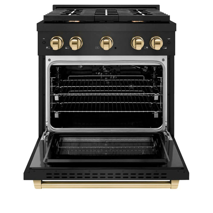 ZLINE 30"Gas Range, Convection Gas Oven, Black, Gold, SGRBZ-30-G