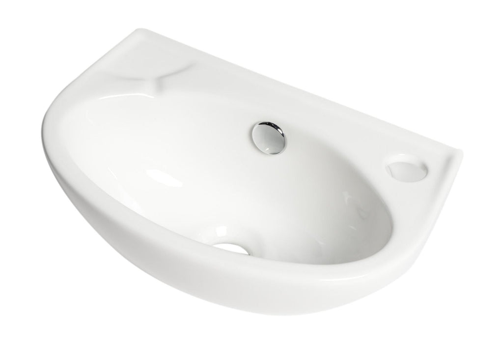 ALFI brand White 14" Small Wall Mounted Ceramic Sink, Faucet Hole ABC118