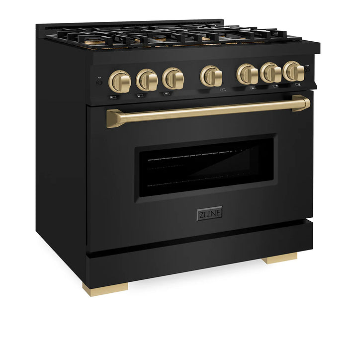 ZLINE Classic 36" Gas Range Black Stainless Steel PCGRBZ-36-CB