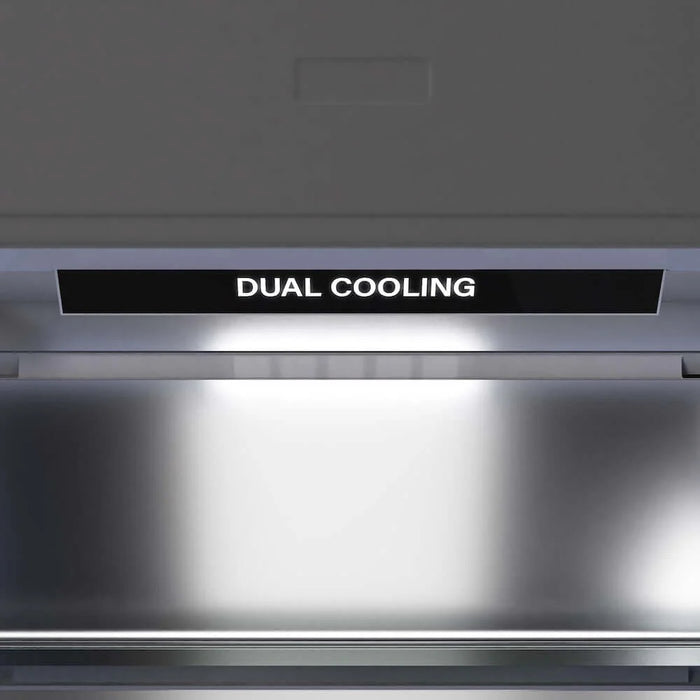 ZLINE 36" Built-In Bottom Freezer Refrigerator, Water Dispenser, Ice Maker, Black Stainless Steel, Graphite Gray Interior, Accents GRBITZ-BS-36-CB