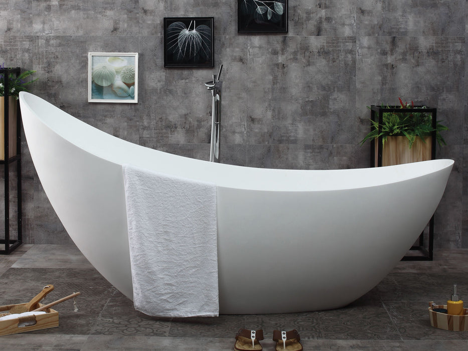 ALFI brand 73" White Solid Surface Smooth Resin Soaking Slipper Bathtub AB9951