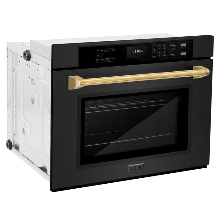 ZLINE 30 "Professional True Convection Single Wall Oven, Air Fry, Self Clean, Black Stainless Steel, Champagne Bronze WASBZ-30-CB