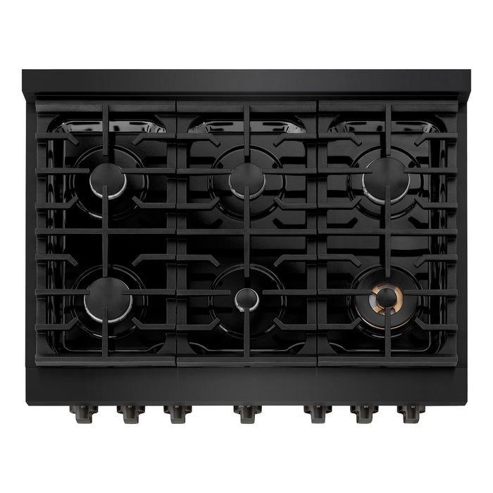 ZLINE 36"Paramount Dual Fuel Range Black Stainless Steel, SDRB-36