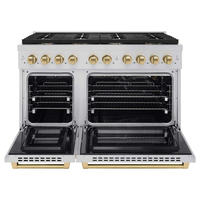 ZLINE 48"Gas Range, Convection Oven Stainless Steel, Champagne Bronze, SGRZ-48-CB