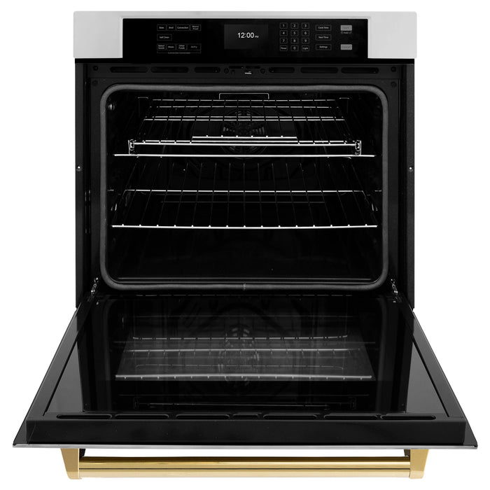 ZLINE 30" Autograph Edition Professional True Convection Single Wall Oven, Air Fry, Self Clean, Stainless Steel, Gold WASZ-30-G