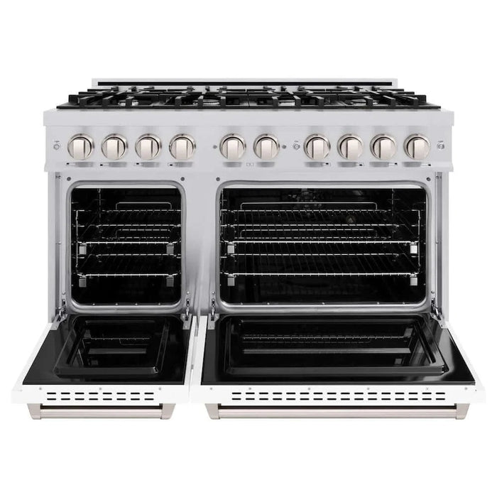 ZLINE 48" Dual Fuel Range, Gas Cooktop, Electric Convection Oven Stainless Steel, White Matte Door CDR-WM-48