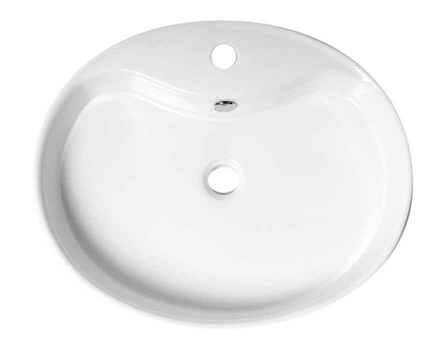 ALFI brand White 22" Oval Above Mount Ceramic Sink, Faucet Hole ABC910