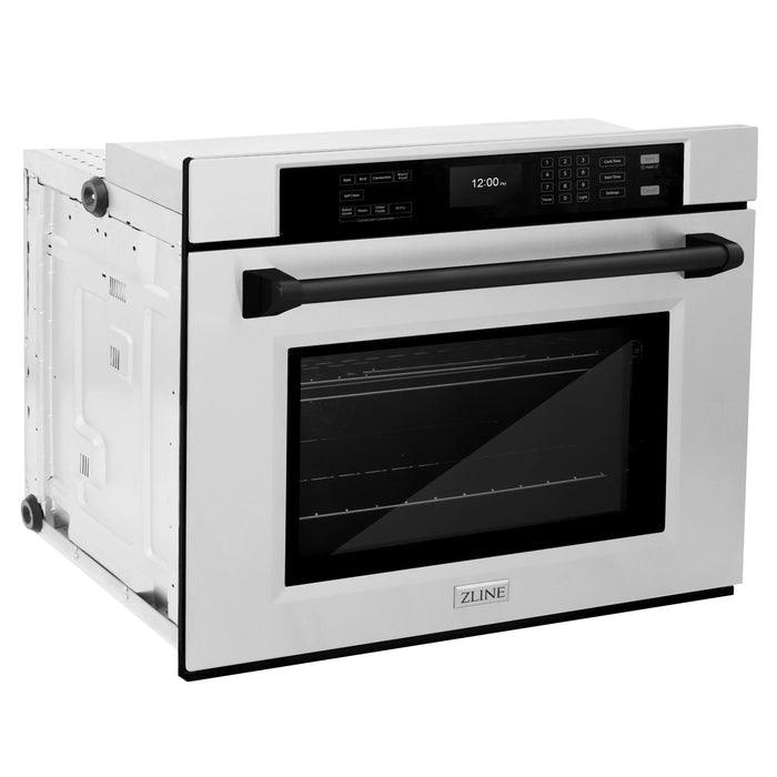 ZLINE 30" Autograph Edition Professional True Convection Single Wall Oven, Air Fry, Self Clean, Stainless Steel, Matte Black WASZ-30-MB