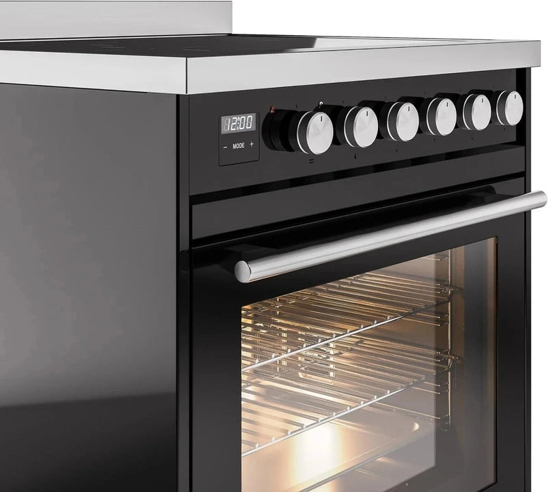 ILVE 30"Professional Plus Induction Range, Glossy Black UPI304WMPBK