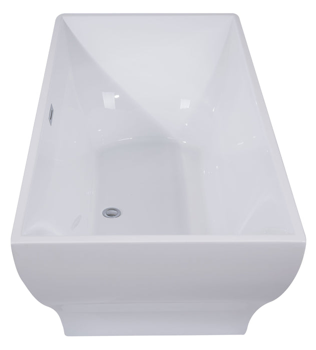 ALFI brand 67" White Rectangular Acrylic Free Standing Soaking Bathtub AB8840