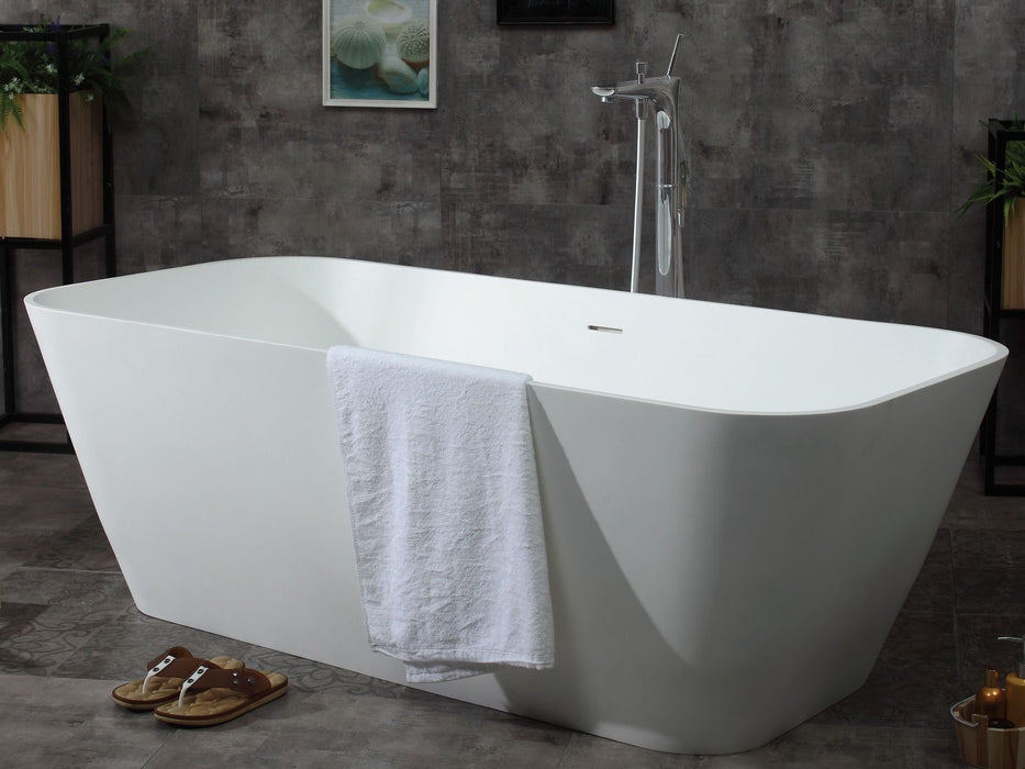 ALFI brand 67" White Rectangular Solid Surface Smooth Resin Soaking Bathtub AB9952