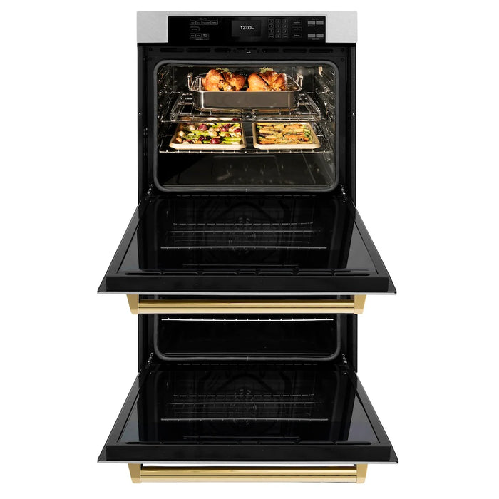 ZLINE 30"Professional True Convection Double Wall Oven, Air Fry, Self Clean, DuraSnow® Gold WADSZ-30-G