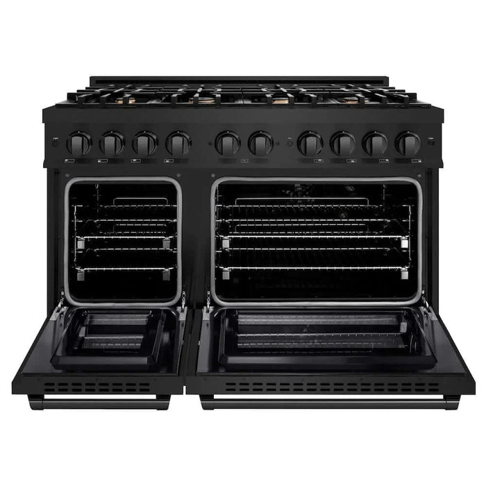 ZLINE 48" Select Dual Fuel Range Gas Cooktop Electric Convection Oven Black Stainless Steel Brass Burners HDRB-BR-48