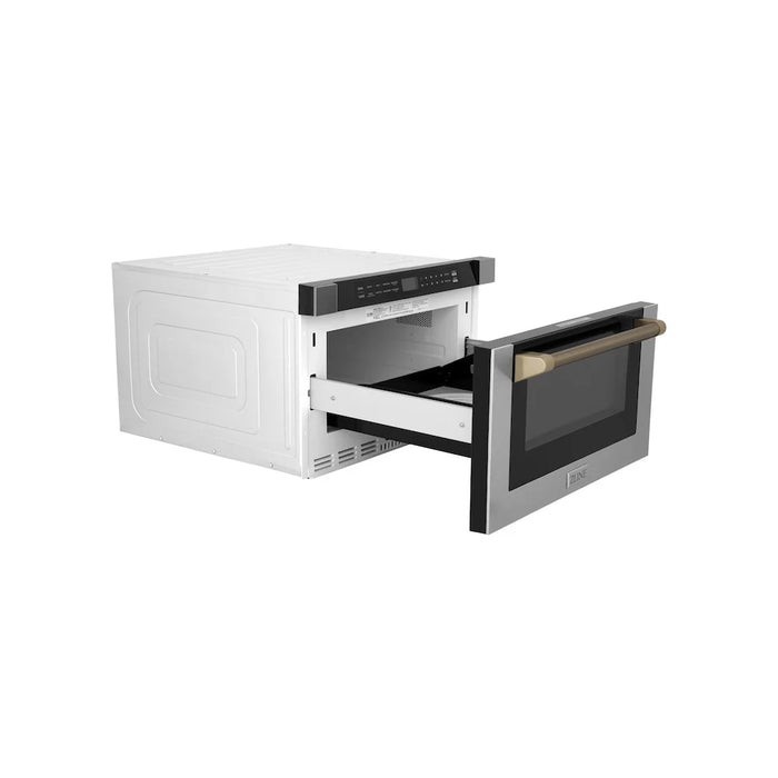 ZLINE Autograph Edition 24" Built-in Microwave Drawer, Stainless Steel, Helix Handle MWDZ-1-H-KCB