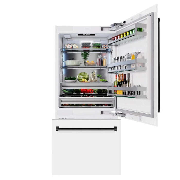 ZLINE 36" Panel Ready Built-In Bottom Freezer Refrigerator,Water Dispenser, Ice Maker, Matte Black RBITZ-36-MB