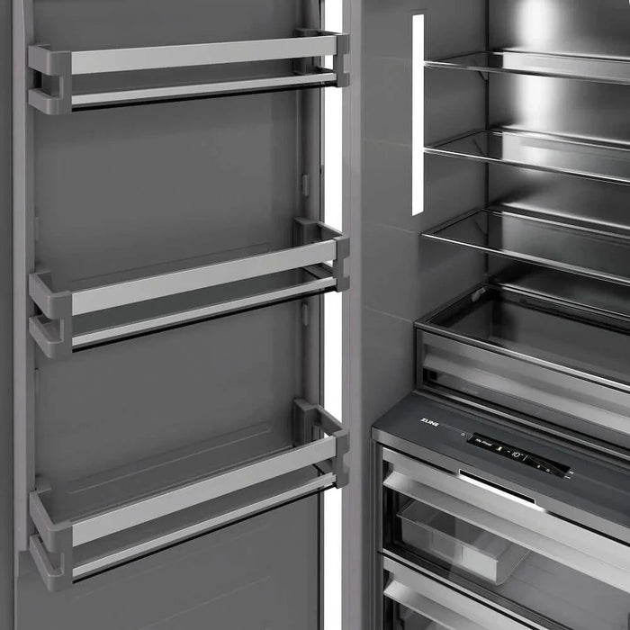ZLINE 18" Panel Ready Right Hinge Column Freezer, Graphite Gray Interior Matte Black RBCFVRZ-18-MB
