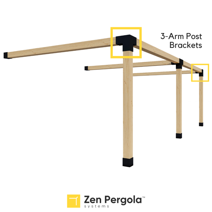 Pergola 3-Arm Post Bracket (for 6x6 Wood Posts)