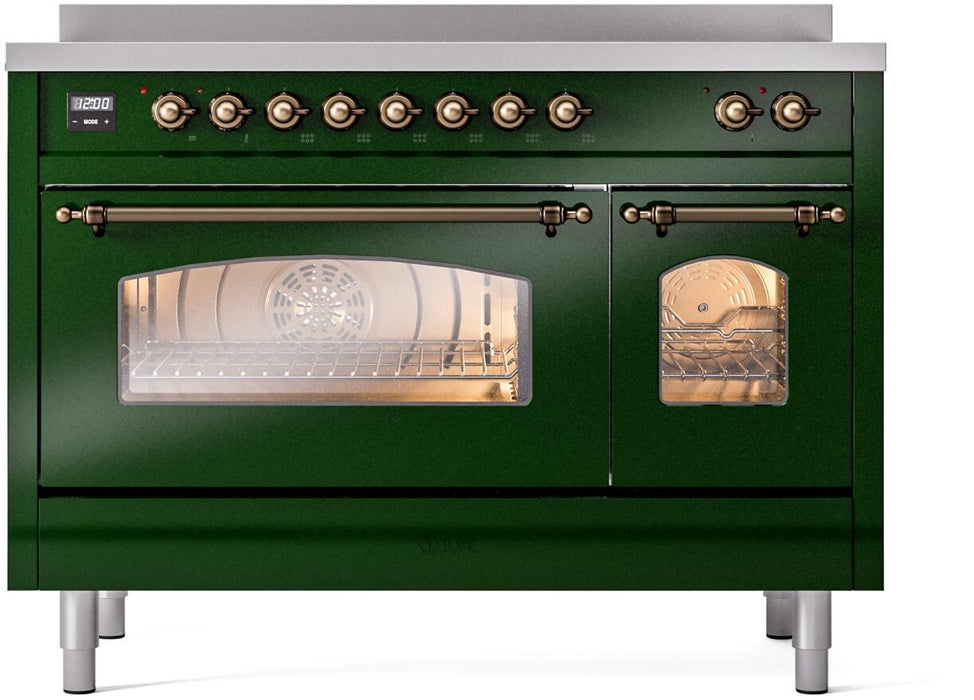 ILVE Nostalgie II 48" Electric Range, Emerald Green, Bronze Trim UPI486NMPEGB ILVE