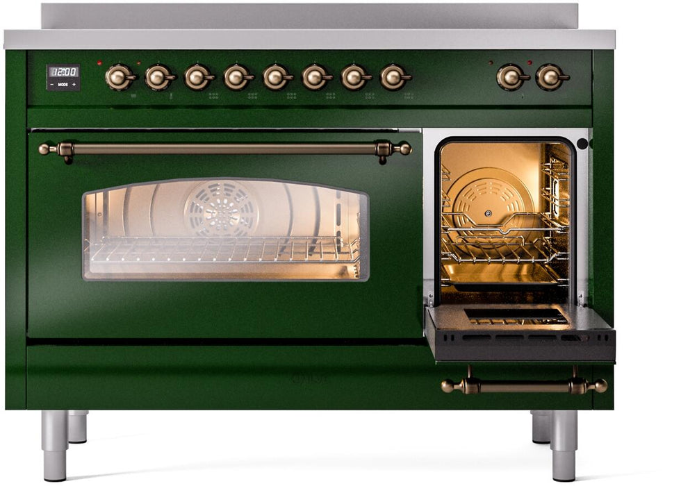 ILVE Nostalgie II 48" Electric Range, Emerald Green, Bronze Trim UPI486NMPEGB ILVE