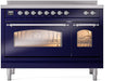 ILVE Nostalgie II 48" Electric Range, Blue, Chrome Trim UPI486NMPMBC ILVE