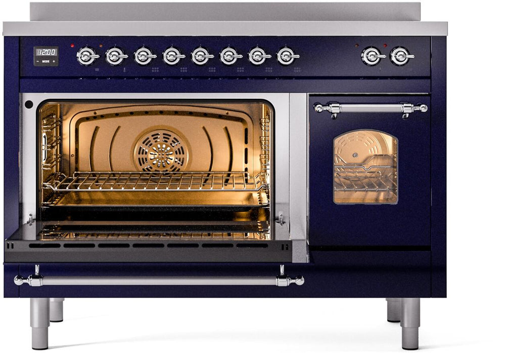 ILVE Nostalgie II 48" Electric Range, Blue, Chrome Trim UPI486NMPMBC ILVE